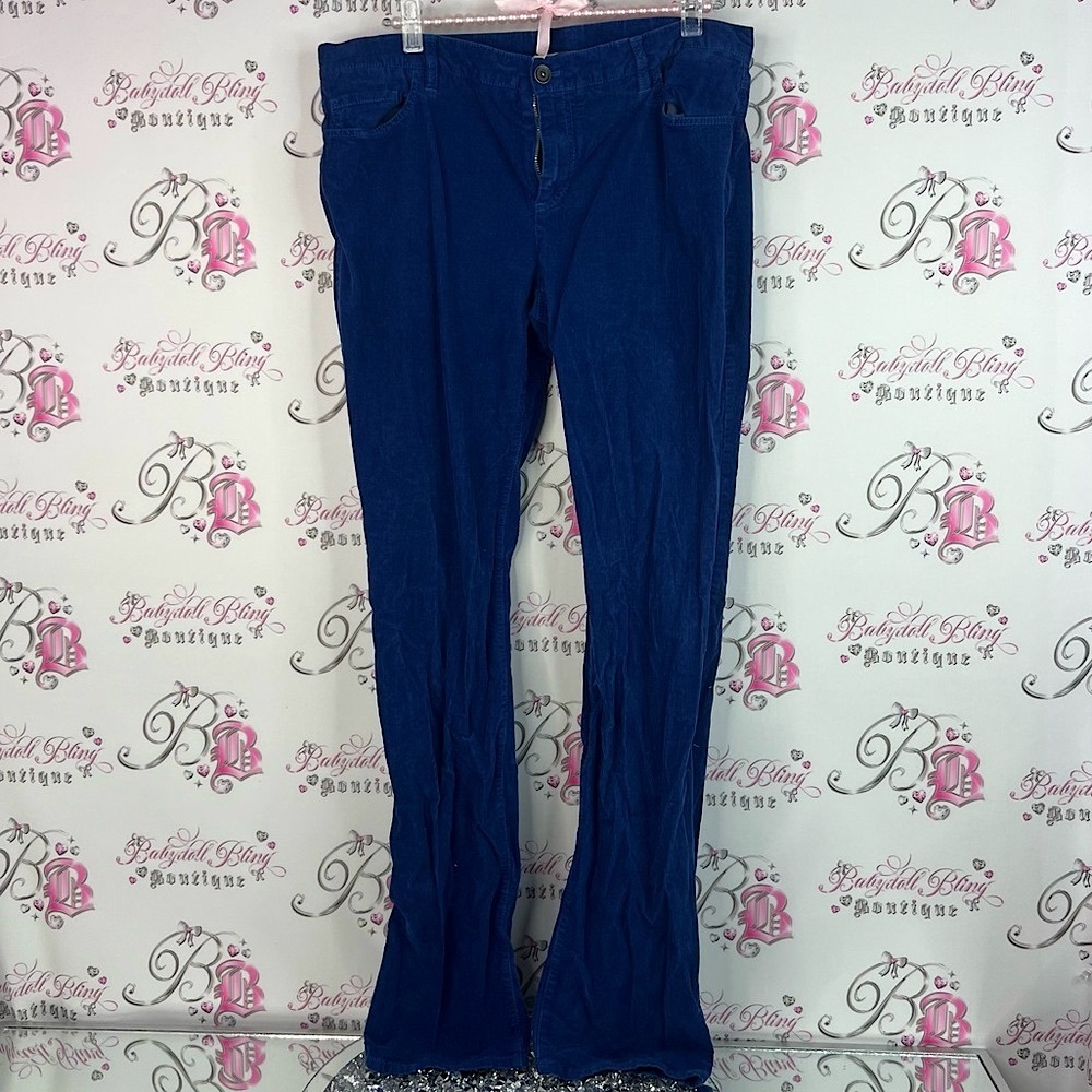 Faconnable pants ribbed navy Royal Blue Corduroy Pants